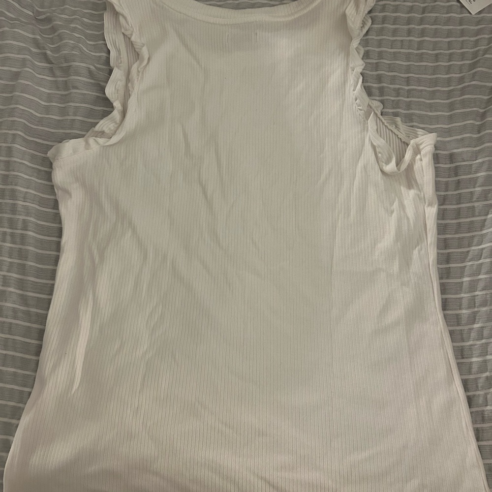 Crown & Ivy White Ruffled Tank Top